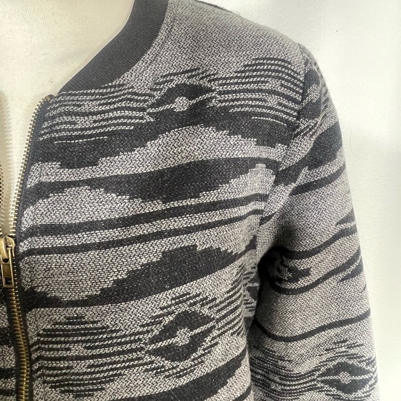 Bentee charcoal and black Aztec tribal pattern bomber jacket new pockets large - Picture 7 of 9